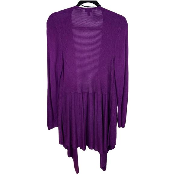 Torrid Plum Asymmetrical Hem Open Draped Cardigan - Picture 5 of 12